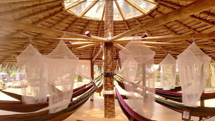 Tadom Hills Resort If walls can’t contain you, sleep close to the outdoors in the hammock sphere.